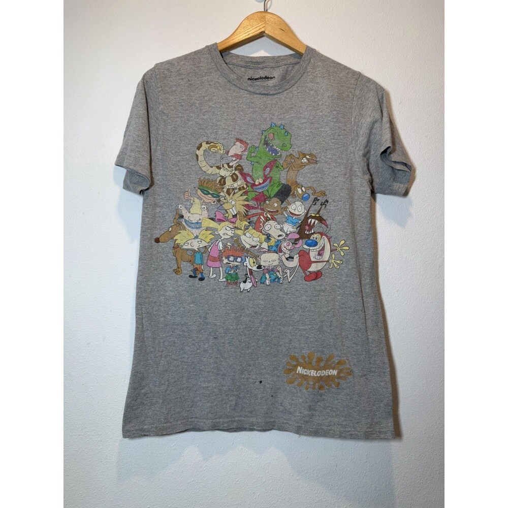 Nickelodeon 90s Cartoons Graphic T-shirt in Grey Short Sleeve Size Small VTG